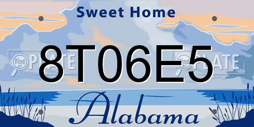 8T06E5 Alabama License Plate