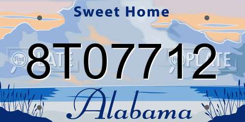 8T07712 Alabama License Plate
