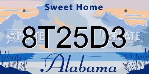 8T25D3 Alabama License Plate