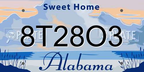 8T28O3 Alabama License Plate