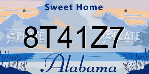 8T41Z7 Alabama License Plate