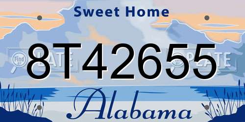 8T42655 Alabama License Plate