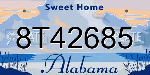 8T42685 Alabama License Plate