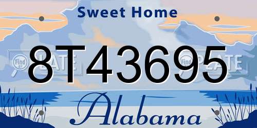 8T43695 Alabama License Plate