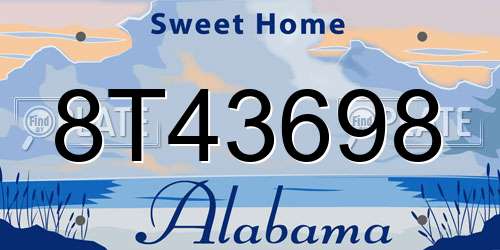 8T43698 Alabama License Plate