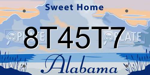 8T45T7 Alabama License Plate