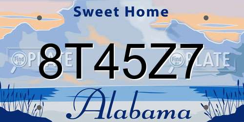 8T45Z7 Alabama License Plate