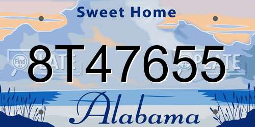 8T47655 Alabama License Plate