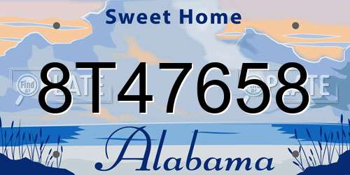 8T47658 Alabama License Plate
