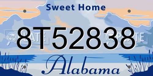 8T52838 Alabama License Plate