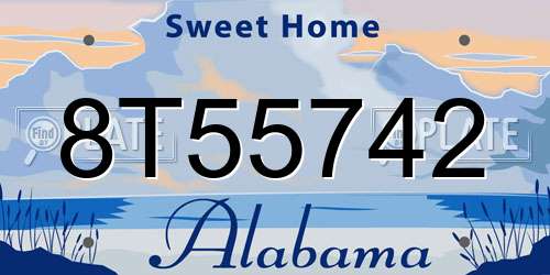 8T55742 Alabama License Plate
