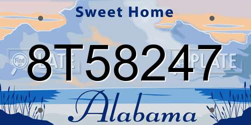 8T58247 Alabama License Plate