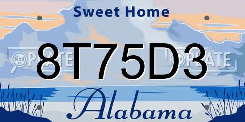 8T75D3 Alabama License Plate