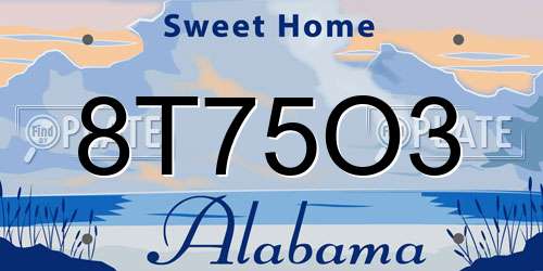 8T75O3 Alabama License Plate