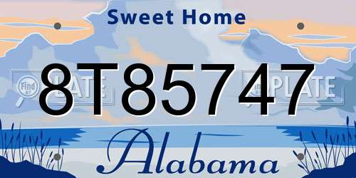 8T85747 Alabama License Plate