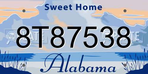 8T87538 Alabama License Plate