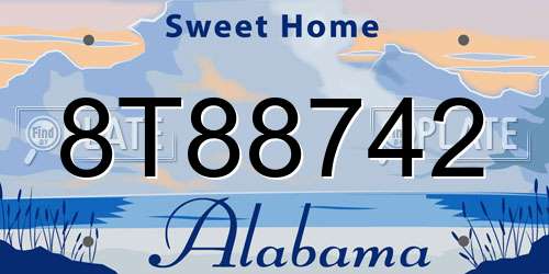 8T88742 Alabama License Plate