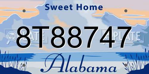 8T88747 Alabama License Plate