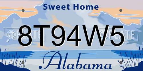 8T94W5 Alabama License Plate