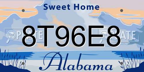 8T96E8 Alabama License Plate