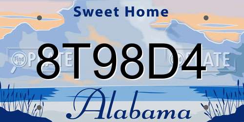 8T98D4 Alabama License Plate