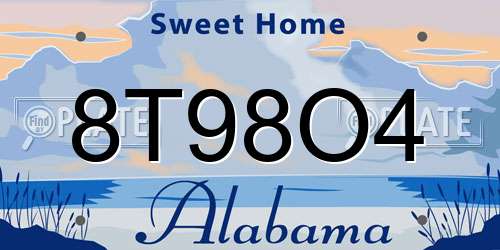 8T98O4 Alabama License Plate