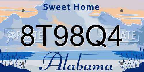 8T98Q4 Alabama License Plate