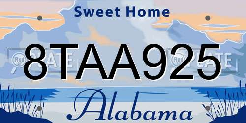 8TAA925 Alabama License Plate