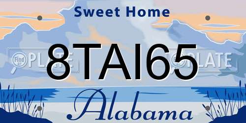 8TAI65 Alabama License Plate