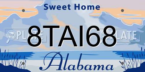 8TAI68 Alabama License Plate