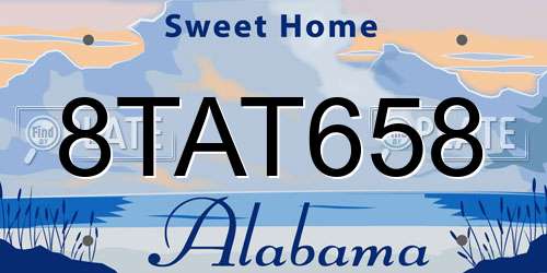 8TAT658 Alabama License Plate