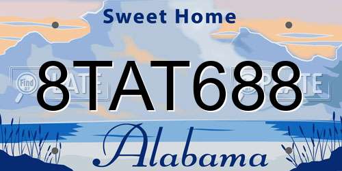 8TAT688 Alabama License Plate