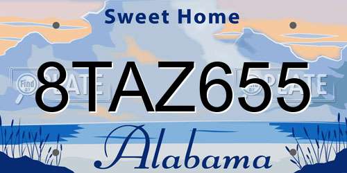 8TAZ655 Alabama License Plate