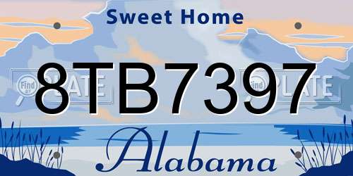 8TB7397 Alabama License Plate