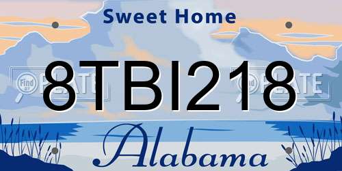 8TBI218 Alabama License Plate