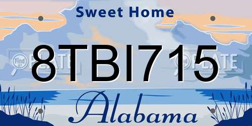 8TBI715 Alabama License Plate