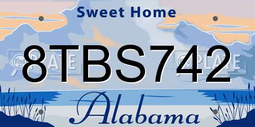 8TBS742 Alabama License Plate