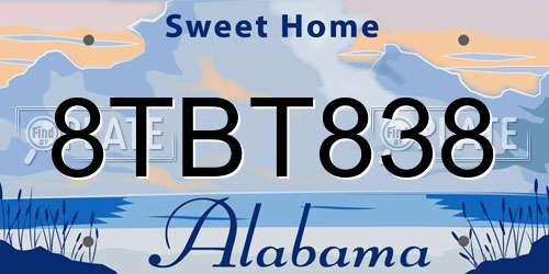 8TBT838 Alabama License Plate