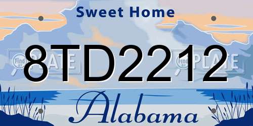 8TD2212 Alabama License Plate