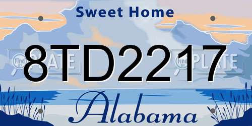 8TD2217 Alabama License Plate