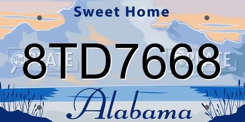 8TD7668 Alabama License Plate