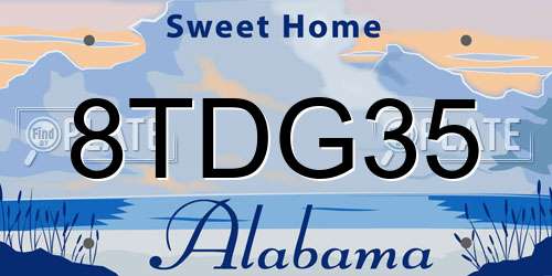 8TDG35 Alabama License Plate