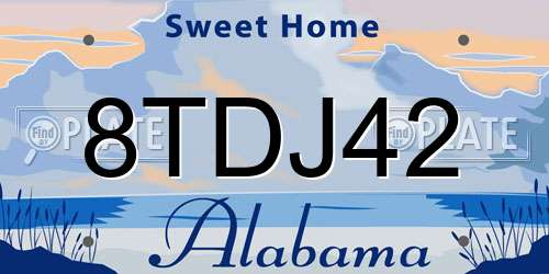 8TDJ42 Alabama License Plate