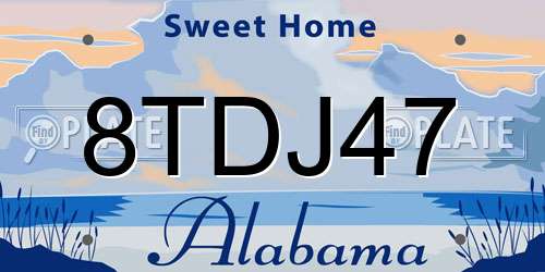 8TDJ47 Alabama License Plate