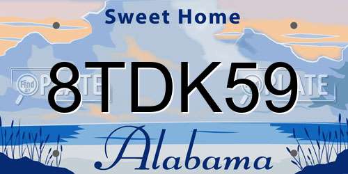 8TDK59 Alabama License Plate