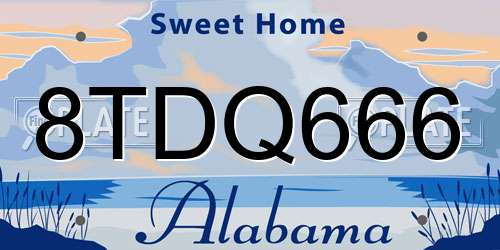 8TDQ666 Alabama License Plate