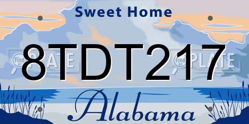 8TDT217 Alabama License Plate
