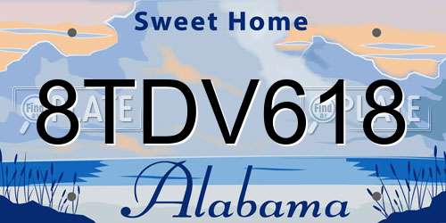 8TDV618 Alabama License Plate