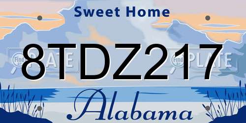 8TDZ217 Alabama License Plate