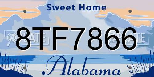 8TF7866 Alabama License Plate